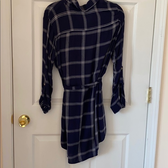 francesca’s Navy Blue Flannel Tie Dress - Picture 3 of 3